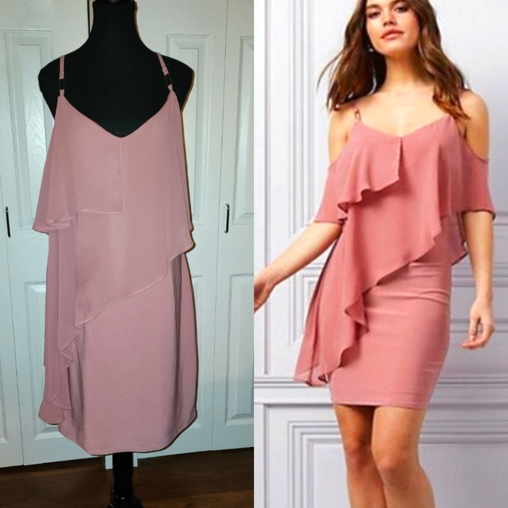 Le Chateau Chiffon Cold Shoulder Dress